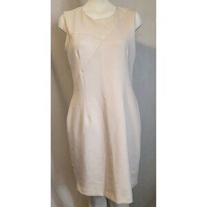 DKNY Women's White Sleeveless Dress Size 12 Zipper Back Knee Length NWOT